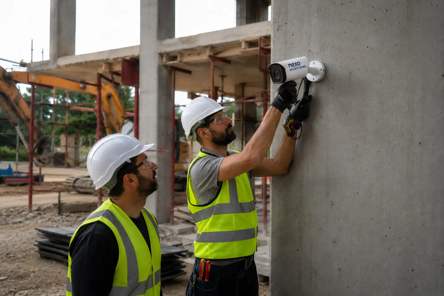 AI camera installation on construction site