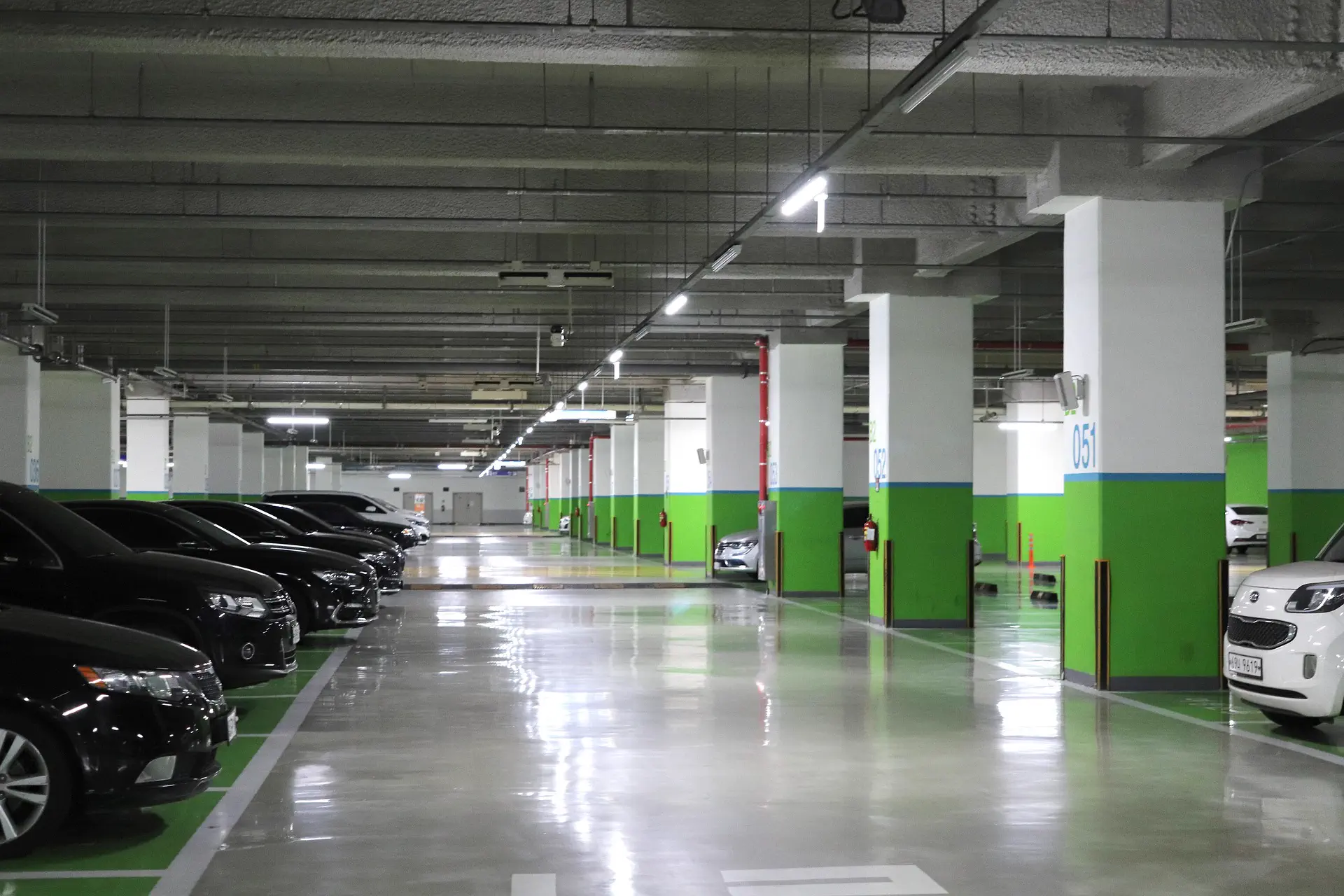 Parkade surveillance at a commercial building