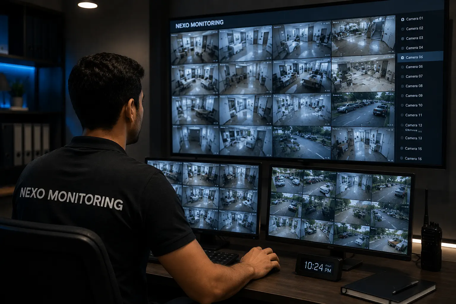 Analyst reviewing multi-camera footage