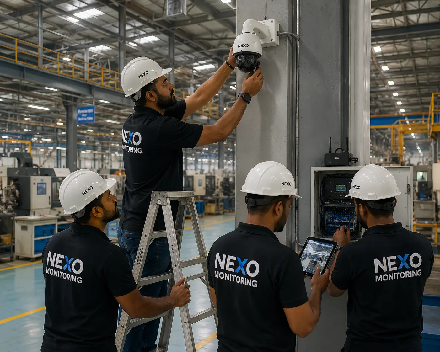 Professional AI camera installation for manufacturing security by Nexo