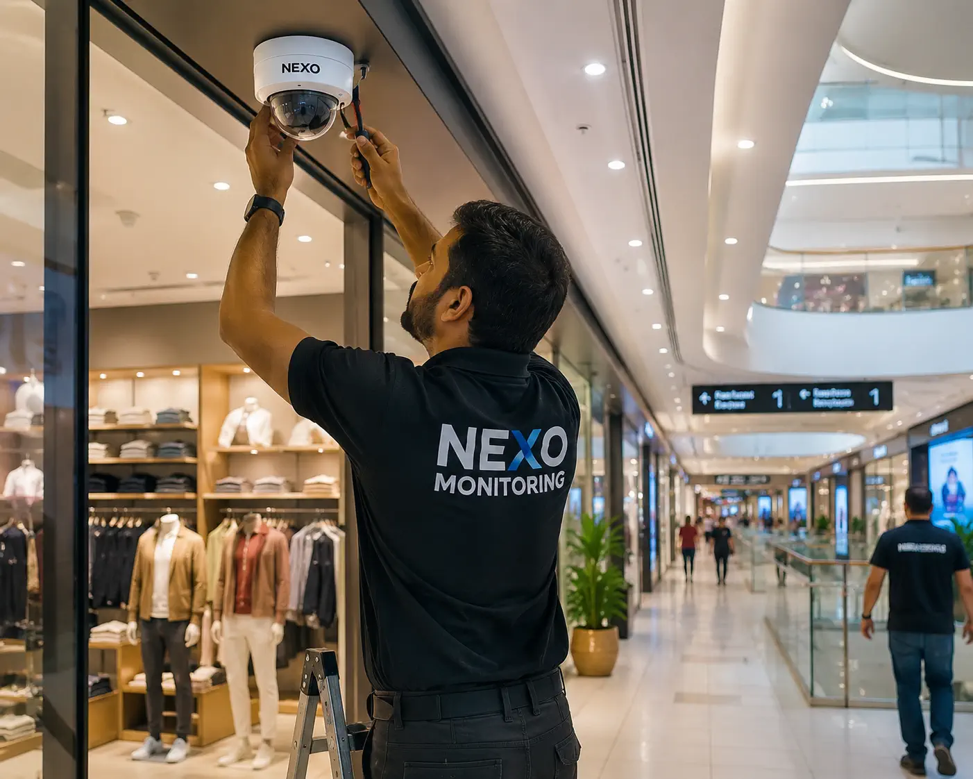 Professional AI camera installation for retail security by Nexo