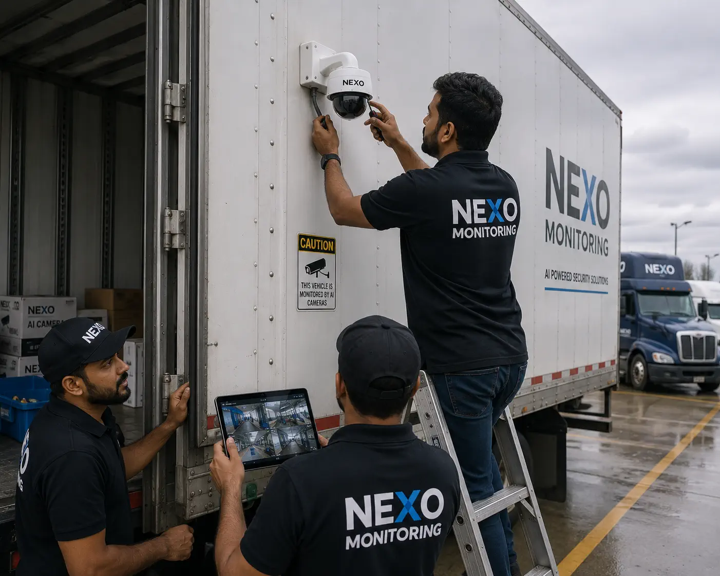 Professional AI camera installation for transportation logistics security by Nexo